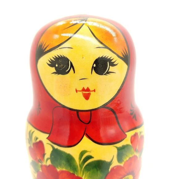 Vintage Russian Nesting Dolls Set of 7 Piece Wooden Babushka Matryoshka - Picture 3 of 16